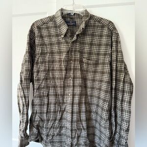 Men’s International Waters American Classics Khaki Plaid Flannel Sz L Grunge